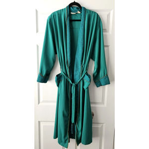 Victoria's Secret Robe Size Medium Vintage Green Shoulder Pads Gold Label Satin